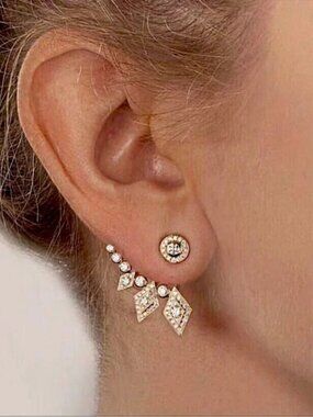“Angel of Mine” Luxury Diamond Rhinestone Climber Gold Silver Stud Sexy Earrings